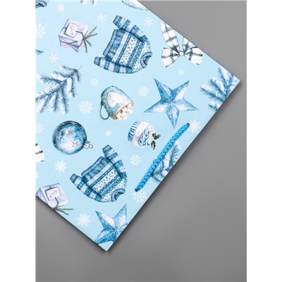 Пакет подарочный новогодний ламинированный, «Новогодние игрушки », 26×12×32 см