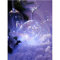 Гирлянда «Нить» 3 м, роса, IP20, серебристая нить. 30 LED, от батареек AG13×3, 3 режима, свечение белое