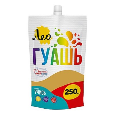 Гуашь 250 мл охра(ochre) 232 "Учись" Группа 1 дой-пак с штуцером LGD-250 Лео