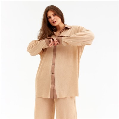 Костюм женский (рубашка, брюки) MINAKU: Casual Collection, цвет кофе, размер 54