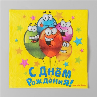 Салфетки бумажные двухслойные «С днём рождения», 33×33, 20 шт.