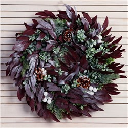 Венок новогодний d=38 см «Зимнее волшебство. Уютная сказка» листья, шишки, зелень