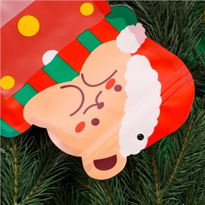 Пакет подарочный новогодний, фигурный «Мишка с колпаком», с zip - lock застежкой, 21×15.5 см