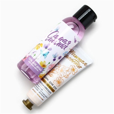 Подарочный набор косметики «Вдохновляй красотой!», гель для душа 100 мл и крем для рук 30 мл, Чистое счастье