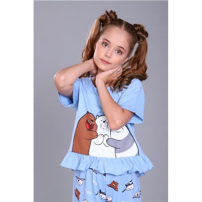 Пижама для девочки Три медведя арт. ПД-021-047 (Голубой)