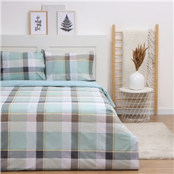 Постельное бельё евро LoveLife Square green, сатин