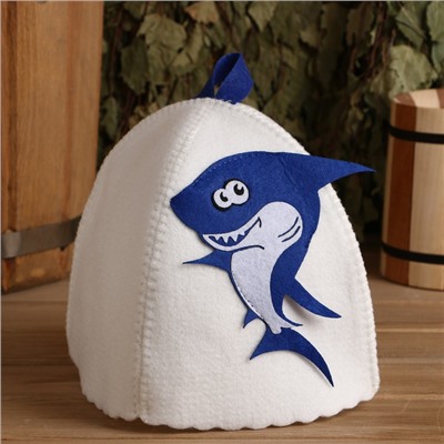 Шапка для бани и сауны «Акулёнок», полиэстер, детская, белая