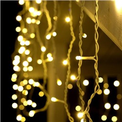 Гирлянда «Бахрома» 3×0.6 м, IP44, УМС, белая нить, 160 SMD-LED, свечение тёплое белое, 220 В