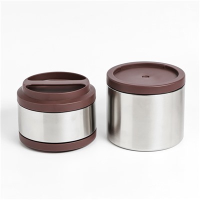 Термос для еды с широким горлом, 1.2 л, 6 ч, 11.3 х 15.3 см, коричневый