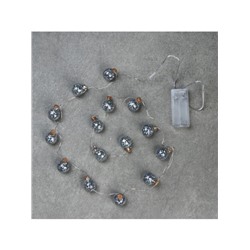 Гирлянда «Нить» 1.6 м с насадками «Шарики с серебристым конфетти», IP20, серебристая нить, 15 LED, батарейки ААх2 (нет в комплекте), свечение белое