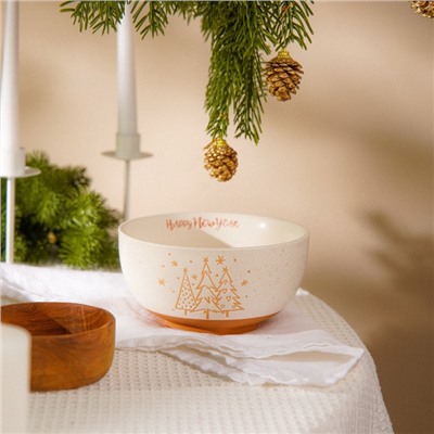 Салатник SL Home «С Новым Годом», 850 мл, d=15.5 см, керамика, белый
