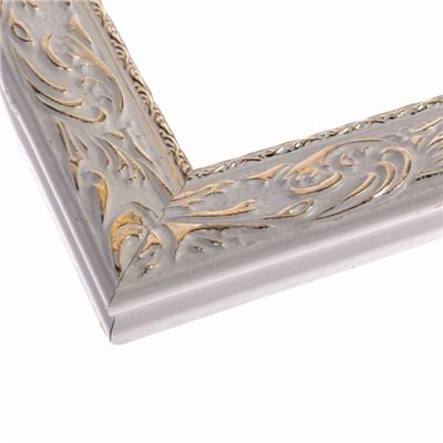 Рама для картин (зеркал) 40×50×4 см, дерево «Версаль», бело-золотая