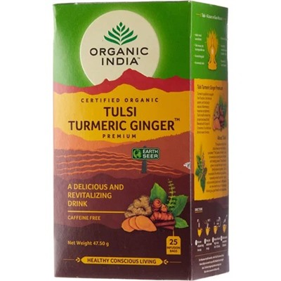 Organic India Tulsi Ginger Turmeric Tea / Органик Индия Чай Тулси, Имбирь, Куркума 25 Чайные пакетики