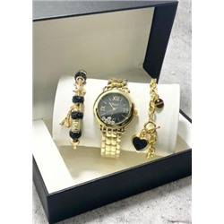 Подарочный набор для женщин часы, 2 браслета + коробка #22853019
