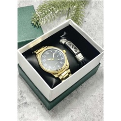 Подарочный набор для мужчины часы и браслет + коробка #22853529