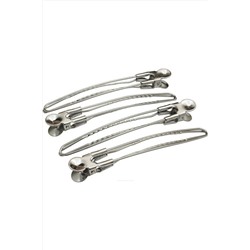 Dewal Зажим для волос большой CL2401, металл, 10 см, серебристый, 12 шт. KRISTALLER, 1106274