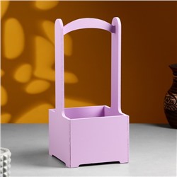Подарочный ящик, 13.5×13.5×30 см, деревянный, с ручкой, сиреневый