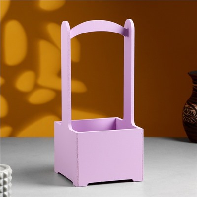 Подарочный ящик, 13.5×13.5×30 см, деревянный, с ручкой, сиреневый