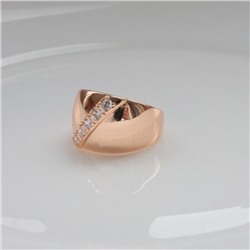 Кольцо 19 р широкое ювелирная бижутерия коллекция "Дубай" покрытие: позолота, вставка: фианиты, цвет: прозрачный, арт.314.378-19