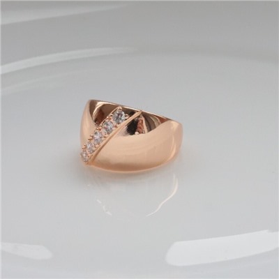 Кольцо 19 р широкое ювелирная бижутерия коллекция "Дубай" покрытие: позолота, вставка: фианиты, цвет: прозрачный, арт.314.378-19