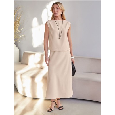 Юбка миди с разрезом скроенная по косой из плотного лиоцелла