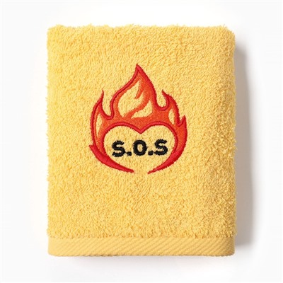 Полотенце махровое «Огонь в сердце», 35×60 см, хлопок 100%, жёлтое