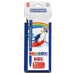Фломастеры 06 цветов "Centropen Rainbow Kids" с трехгранным держателем (смываемые) в пластиковом пакете