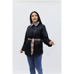 Демисезонная женская куртка весна осень Клетка 8762 (Черный)