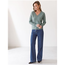 Джинсы-трубы из эластичного денима на флисе