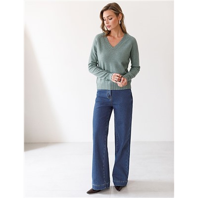 Джинсы-трубы из эластичного денима на флисе