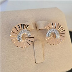 Серьги ювелирная бижутерия коллекция "Дубай", покрытие позолота, вставка: фианиты, цвет: прозрачный, арт.216.424