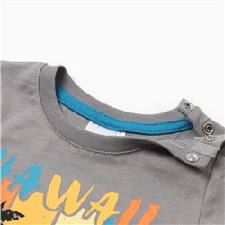 Комплект для мальчика (футболка/шорты), цвет серый/морской, рост 74 см