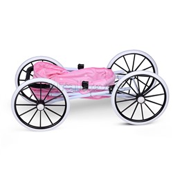 Коляска для кукол, металлическая, прогулочная с капюшоном, цвет розовый