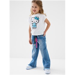 Брюки текстильные джинсовые для девочек