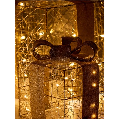 Фигура световая «Кубы золотистые», 25×20×15 см, 90 LED, батарейки ААх8 (не в компл.), свечение тёплое белое