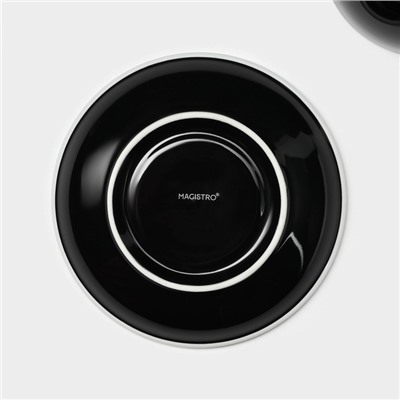 Кофейная пара Magistro Coffee time, чашка 300 мл, блюдце d=15.5 см, фарфор, чёрная