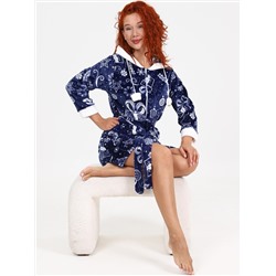 Снежок - халат снежинки синий