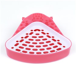 Туалет угловой для кроликов и хорьков, 24×18×11 см, красный