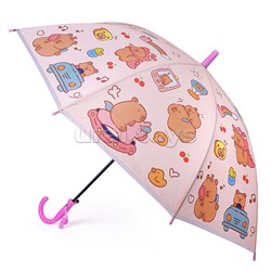 Зонт детский "Милая капибара" (цвет розовый) (48,5см.)