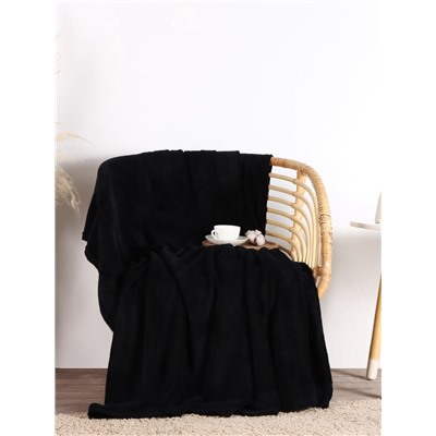 Плед «Этель», 150×200 см, корал-флис, чёрный