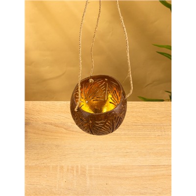 Подсвечник подвесной из кокоса, 9-12 см, коричневый