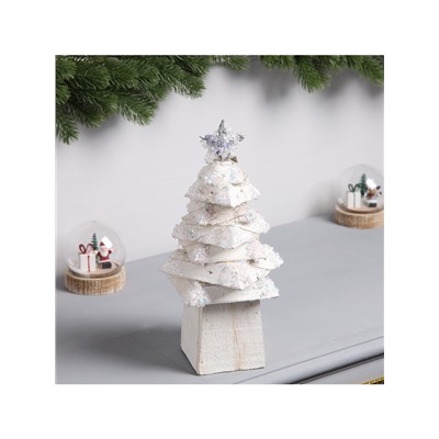 Фигура деревянная «Ёлочка белая», 27×14×14 см, 35 LED, батарейки AAx2 (не в комплекте), свечение теплое белое