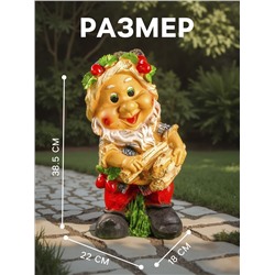 Садовая фигура из полистоуна «Гном с охапкой дров», 38.5×18×22 см