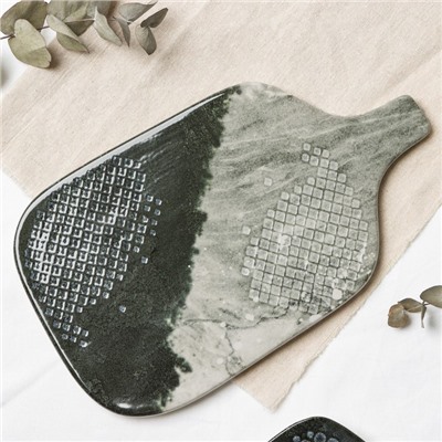 Блюдо керамическое «Стоун», 29.7×17.5 см, серое, Dolce Ceramo