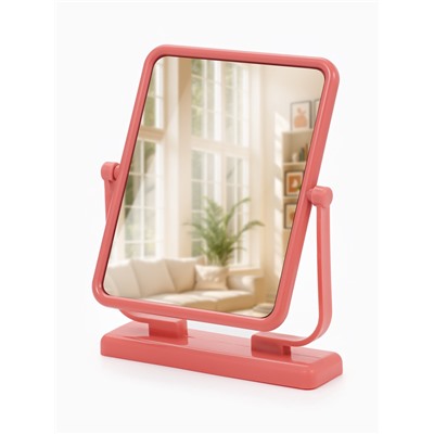 Зеркало настольное, зеркальная поверхность 9.5×12 см, розовое