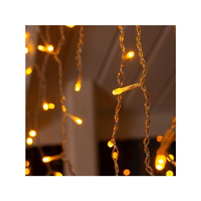 Гирлянда «Бахрома» 3×0.9 м, IP44, УМС, прозрачная нить, 232 LED, свечение жёлтое, 220 В