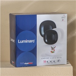 Столовый сервиз Luminarc Carine, 18 предметов, стеклокерамика, белый, чёрный