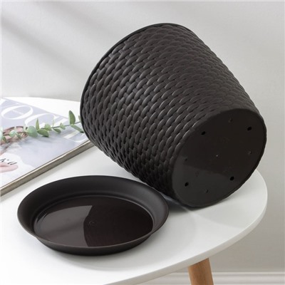 УЦЕНКА Горшок для цветов "Ротанг", БЕЗ ПОДДОНА, 4,7 л, цвет коричневый