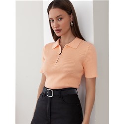 Джемпер-поло с застежкой на молнии из хлопка с кашемиром