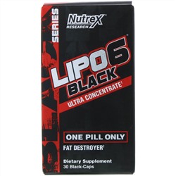 Nutrex Research, Lipo-6 Black, ультраконцентрат, 30 черных капсул